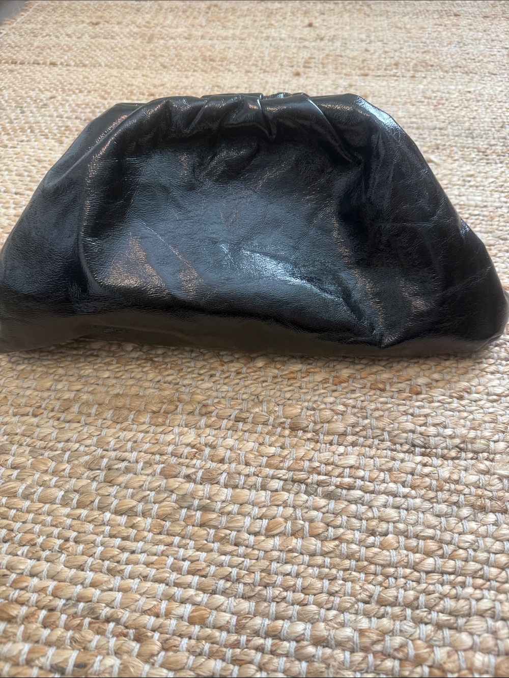 Anthropologie Black Ruched Leather Clutch
